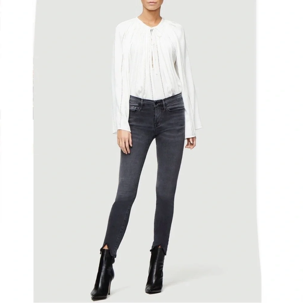Frame Le Skinny de-Jeanne double triangle raw hem crop - Picture 2 of 11